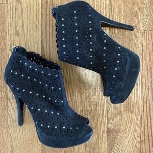 Enzo Angiolini Suede Peep Toe Heels